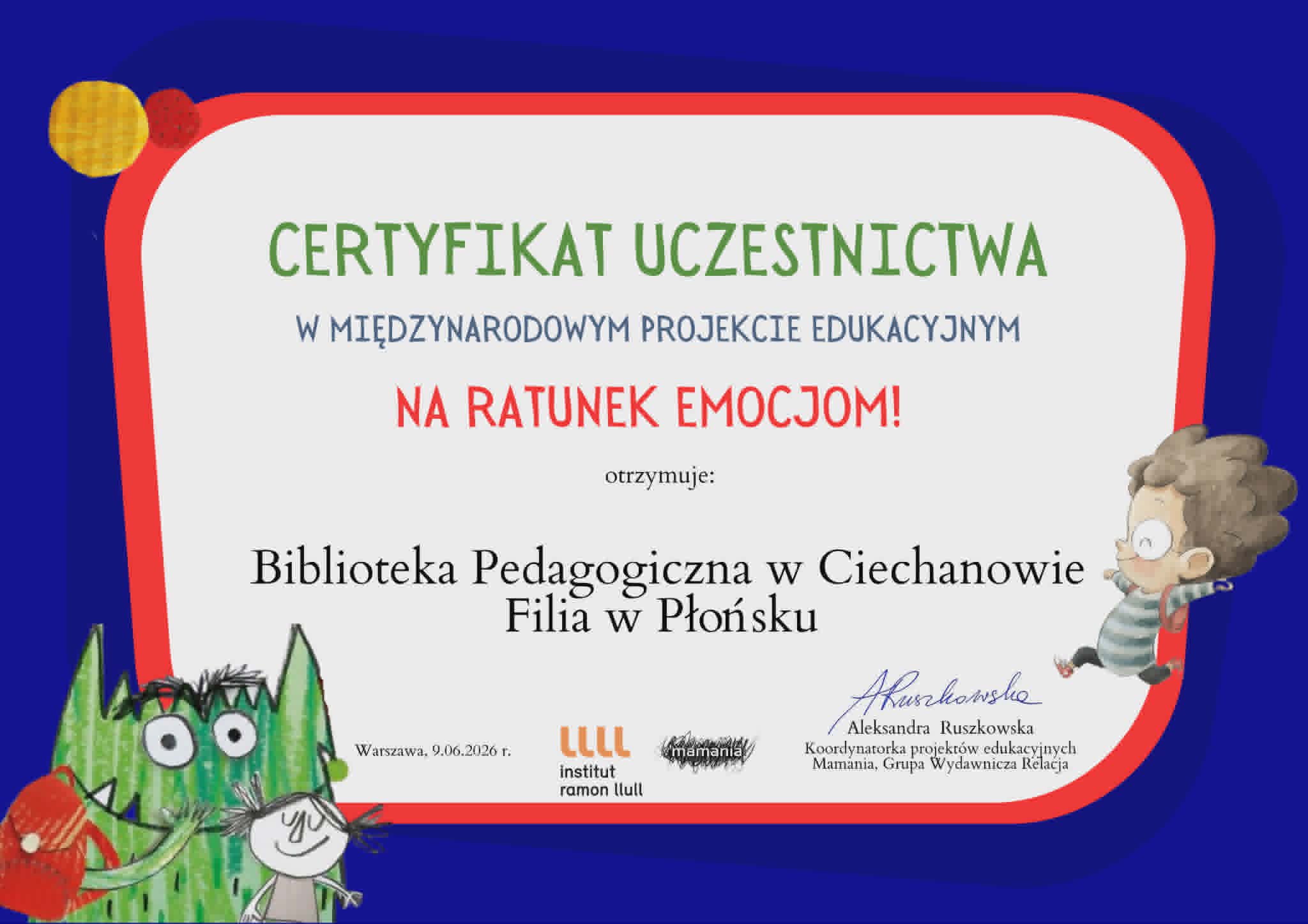 Na ratunek emocjom – „Misja emocje pod kontrolą” - cykl zaj…